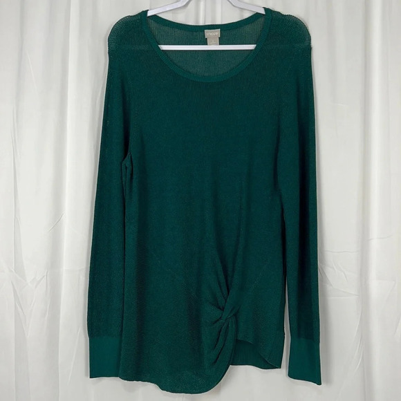 Chico’s New Women’s U.S Large Pullover Sweater Scoop Neck Side Twist Long Sleeve - Picture 1 of 7
